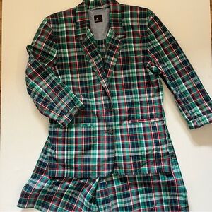 Vintage Liz Claiborne Lizsport matching Plaid blazer & Shorts set size 12